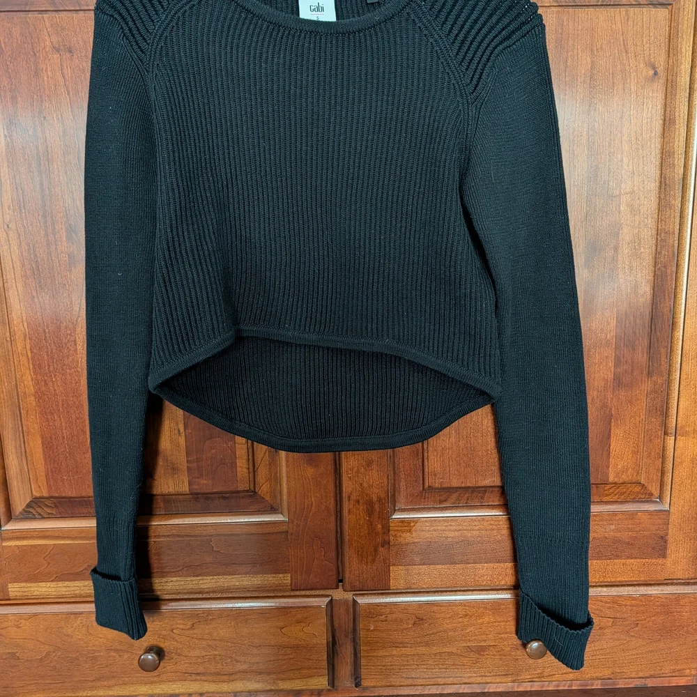 Cabi Black Ribbed Knit Sweater Top - Picture 1 of 7